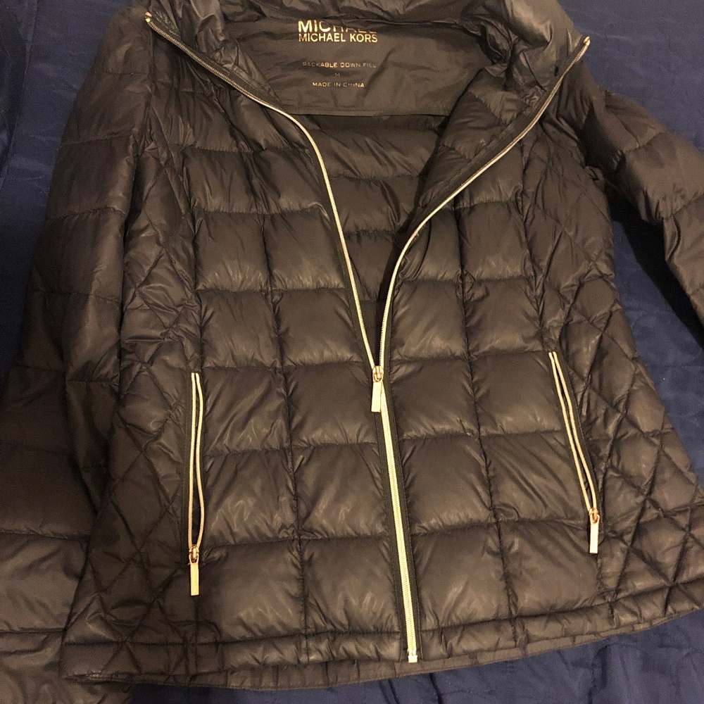 Michael kors black package down fill coat size M